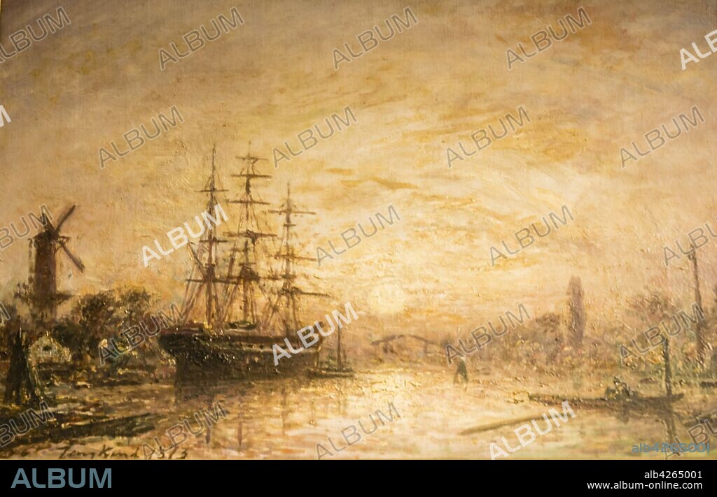 Johan Barthold Jongking, puesta de sol en holanda, 1873, óleo sobre tela, Museo Nacional de Bellas Artes (MNBA) ,Buenos Aires, republica Argentina, cono sur, South America.