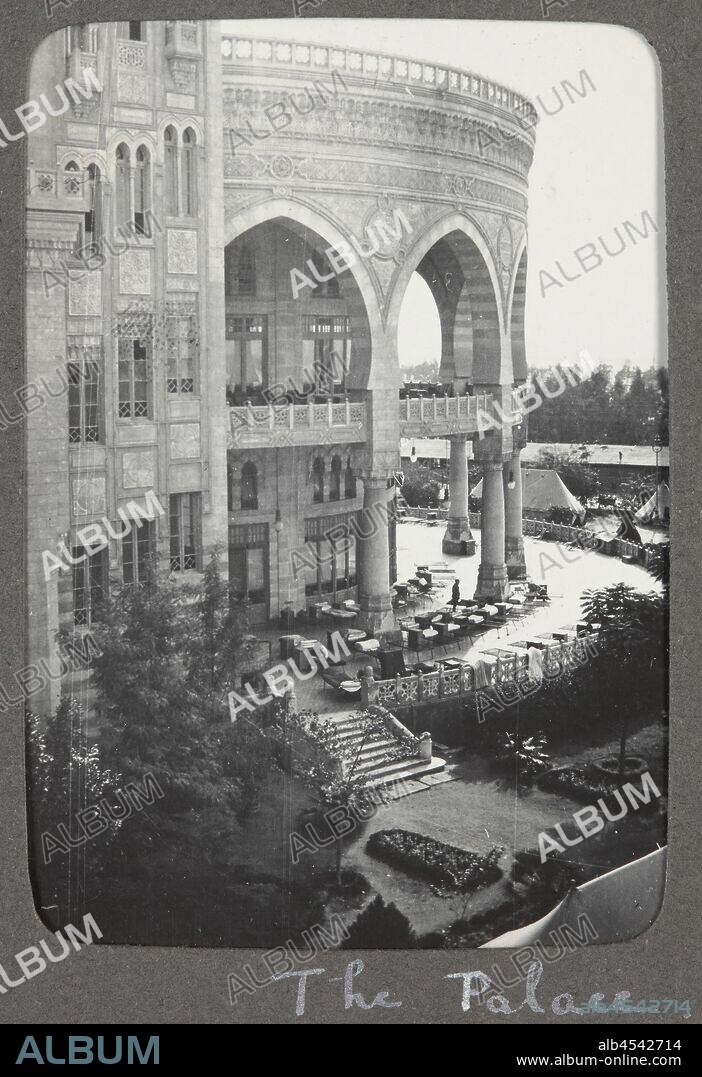 Digital Image - World War I, Heliopolis Palace Hotel, 1st AGH, Egypt, 1915-1917, Digital image of a photograph from an album compiled by Sister Selina Lily (Lil) Mackenzie, documenting life as an Australian nurse during World War I. Lil nursed at the 1st Australian General Hospital (AGH) from October 1915 to January 1917. The 1st AGH was located in the Heliopolis Palace Hotel on the north-eastern edge of Cairo.