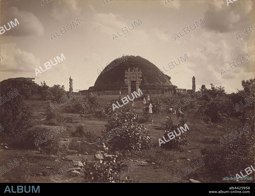 General View of Sanchi Tope from North, Lala Deen Dayal (Indian, 1844 - 1905), Sanchi, India, 1885–1887, Albumen silver print, 18.8 × 26.3 cm (7 3/8 × 10 3/8 in.).