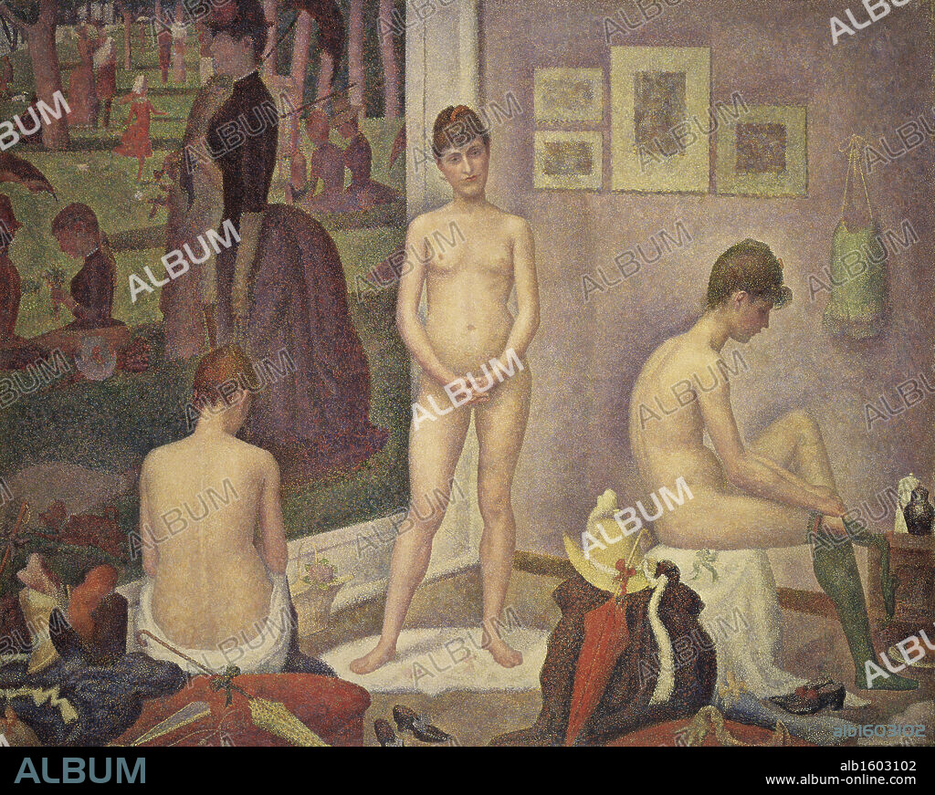 GEORGES SEURAT. Les Poseuses  ca. 1886-1888  Georges Pierre Seurat (1859-1891/French)  Oil on canvas  Barnes Foundation, Merion, Pennsylvania.