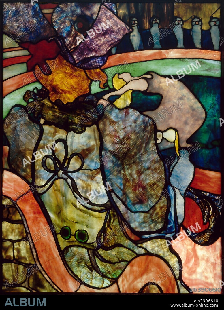 HENRI DE TOULOUSE-LAUTREC. Au Nouveau Cirque, Papa Chrysanthème At the New Circus, Papa Chrysanthemum. Date/Period: Ca. 1894. Stained Glass. Height: 1,200 mm (47.24 in); Width: 850 mm (33.46 in).
