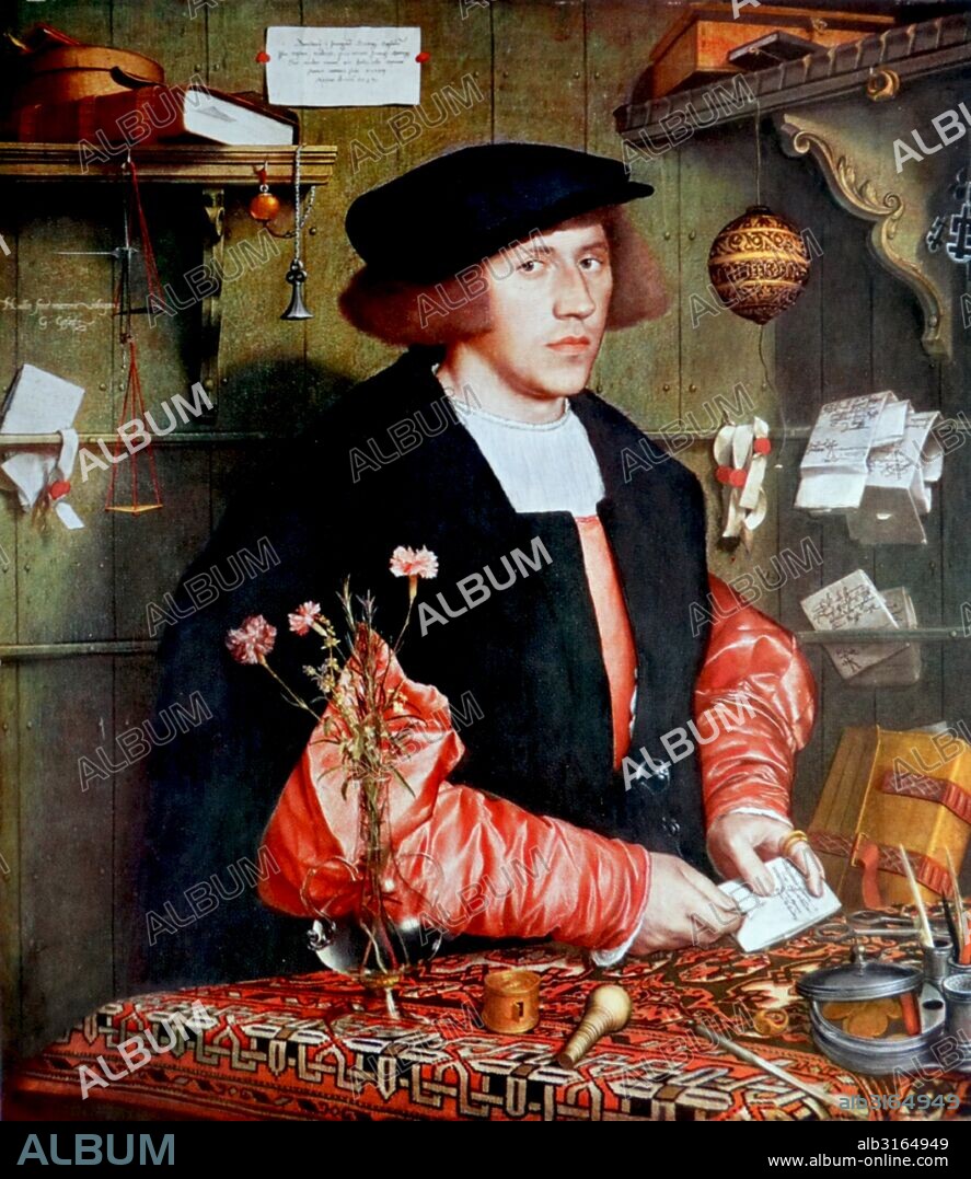 George Gisze 1532 by Hans Holbein the Younger (c. 1497 – 1543);German and Swiss artist and printmaker.