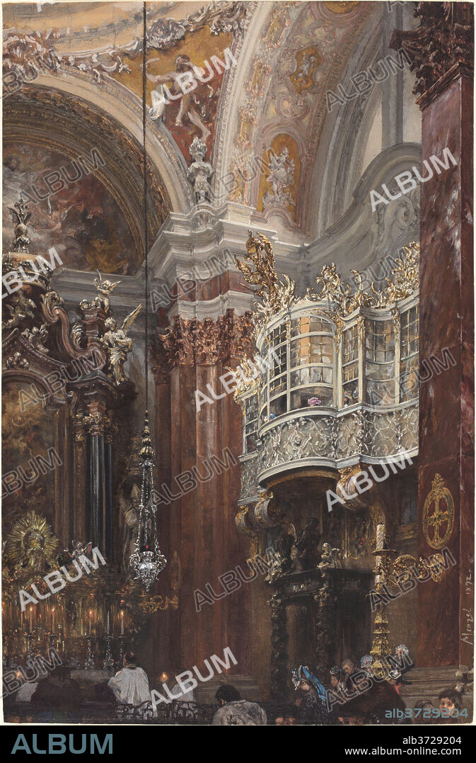ADOLPH MENZEL. The Interior of the Jacobskirche at Innsbruck. Dated: 1872. Dimensions: overall: 40 x 26.2 cm (15 3/4 x 10 5/16 in.). Medium: gouache on wove paper.