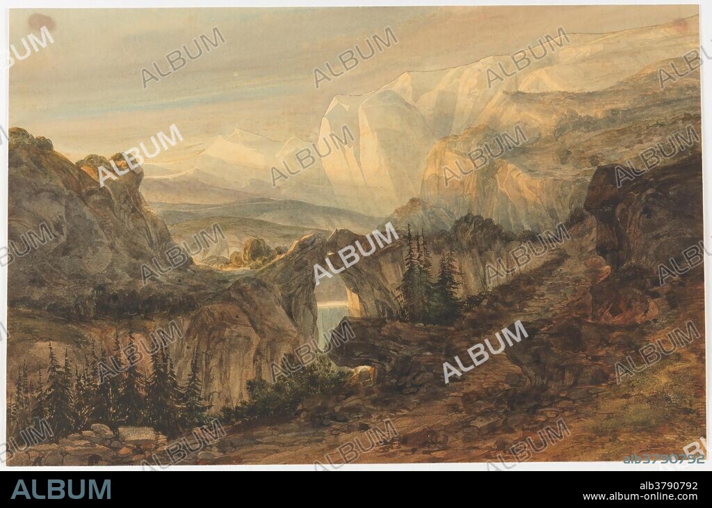 LLUÍS RIGALT I FARRIOLS. Luis Rigalt y Farriols / 'Paisaje'. Hacia 1850. Acuarela sobre papel continuo, 250 x 380 mm.
