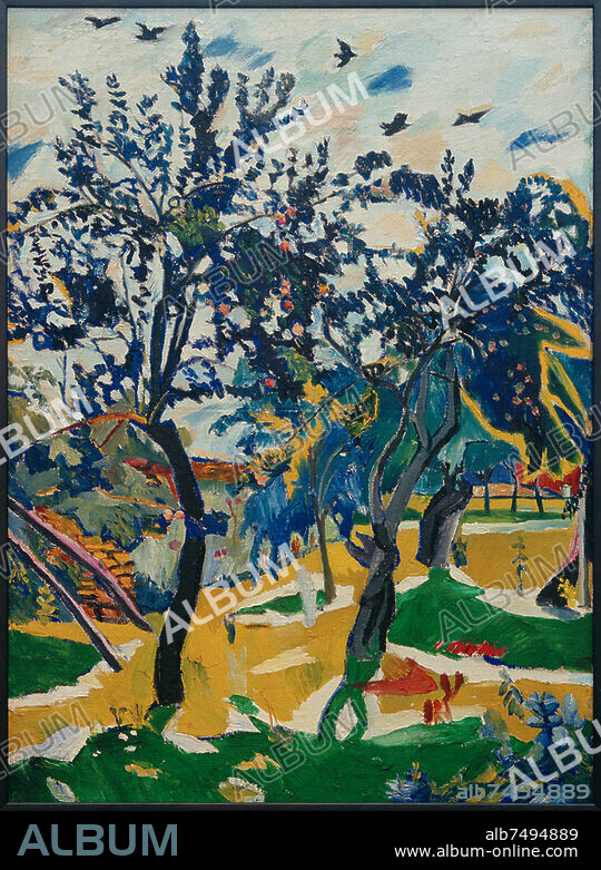 NATALIA SERGEJEWNA GONTSCHAROWA. Gontscharowa, Natalija Sergejewna 1881-1962. "Windiger Tag", 1908/09. Öl auf Leinwand, 100 × 74 cm. Inv. Nr. Sch.-1601 (1989). Moskau, Staatliche Tretjakow-Galerie.