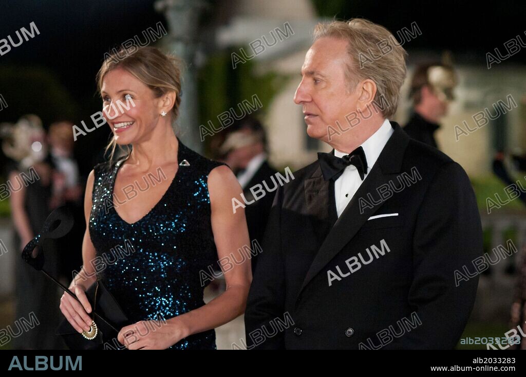 ALAN RICKMAN and CAMERON DIAZ in GAMBIT, 2012, directed by MICHAEL HOFFMAN. Copyright CRIME SCENE PICTURES.