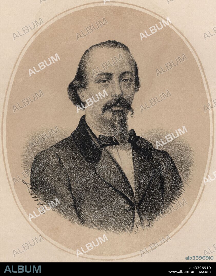 José Zorrilla Moral (1817-1893), poeta y escritor español. Grabado de 1865.