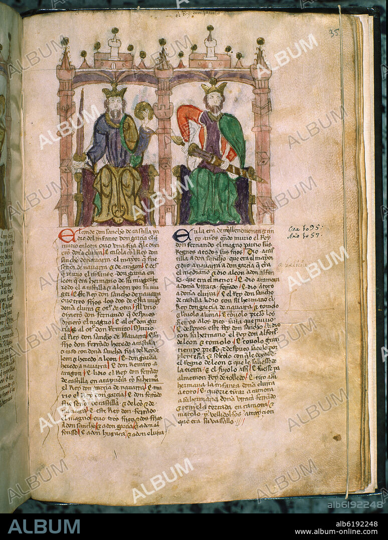 SEMBLANZA DE REYES - SANCHO III DE NAVARRA (IZDA) Y SANCHO II DE CASTILLA (DCHA) - REYES DEL SIGLO XI - MANUSCRITO 7415 - 35 RECTO.