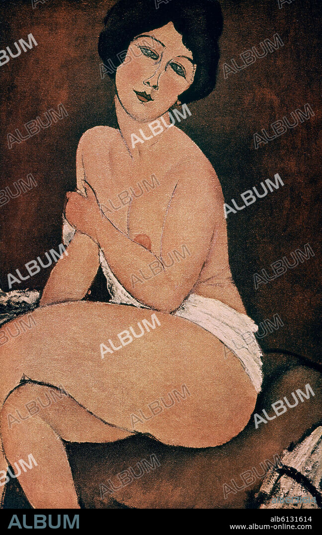 AMEDEO MODIGLIANI (1884-1920). 'Nude Sitting on a Couch', 1917, Oil on canvas, 100 x 65 cm.