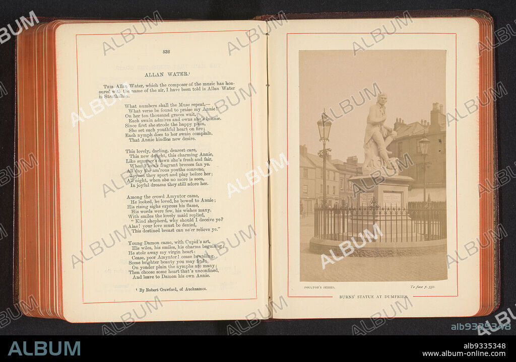 Burns' statue at Dumfries, anonymous, Dumfries, c. 1879 - in or before 1889, photographic support, albumen print, height 142 mm × width 90 mm.
