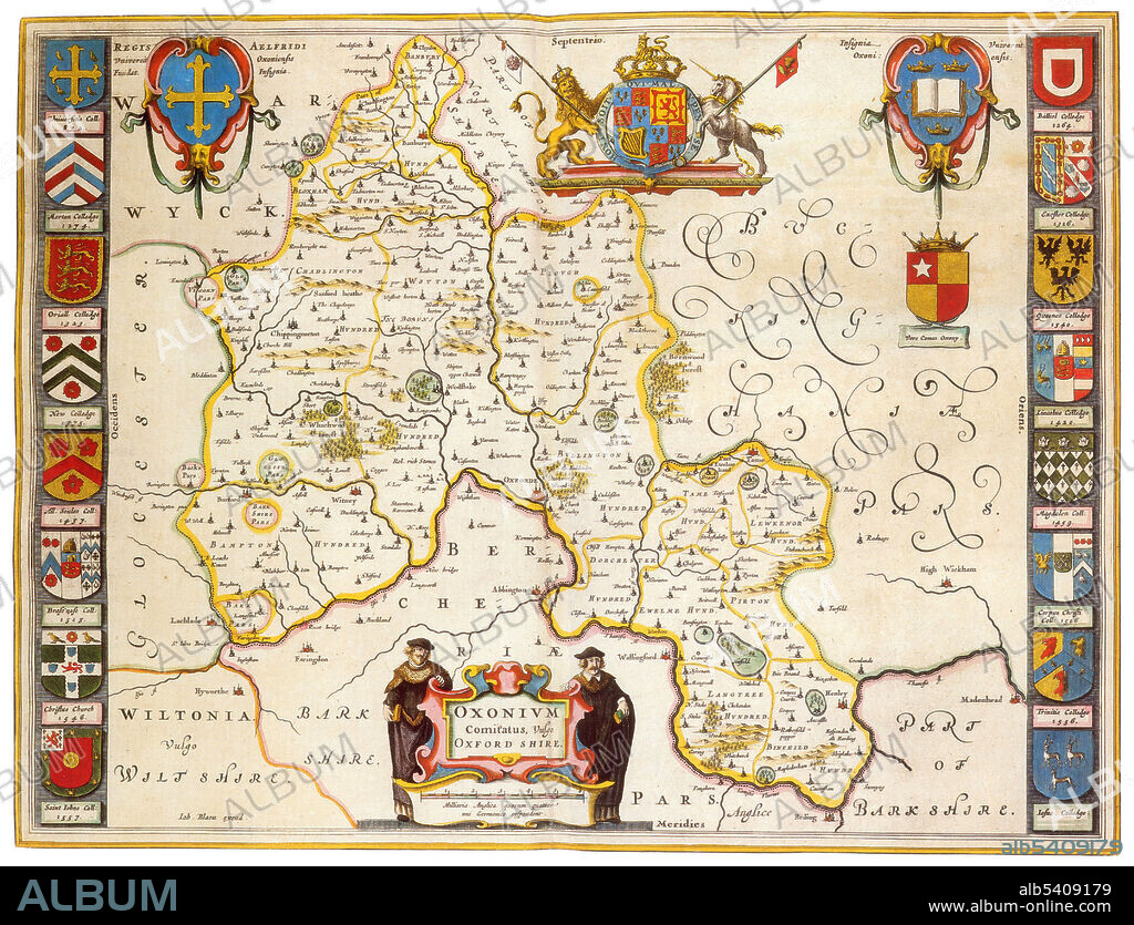 Joan Blaeu, Oxfordshire Map, England, 17th Century