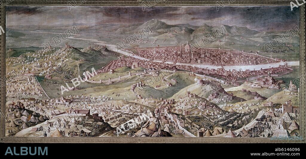 VASARI GIORGIO 1511-1574 / STRADANUS. SALA DE CLEMENTE VII - EL ASEDIO A FLORENCIA (1529-1530) - 1558 - FRESCO - RENACIMIENTO ITALIANO.
