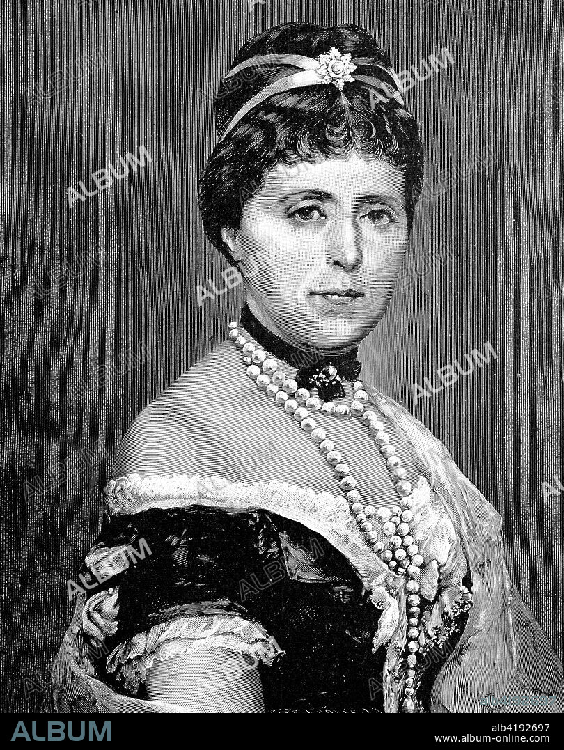 Princess Augusta of Saxe-Weimar-Eisenach, Augusta Marie Luise Katharina, 30 September 1811 - 7 January 1890, was the Queen of Prussia and the first German Empress, hictorical illustration from 1880.