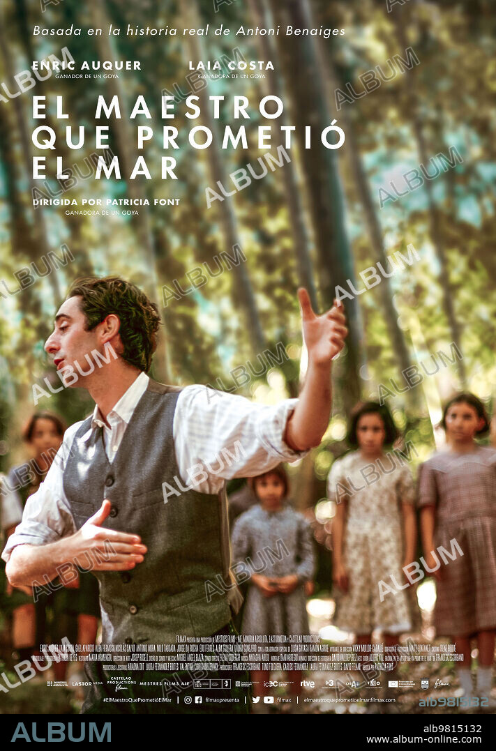 Poster de EL MAESTRO QUE PROMETIO EL MAR, 2023 (EL MESTRE QUE VA PROMETRE EL MAR), dirigida por PATRICIA FONT. Copyright FILMAX.