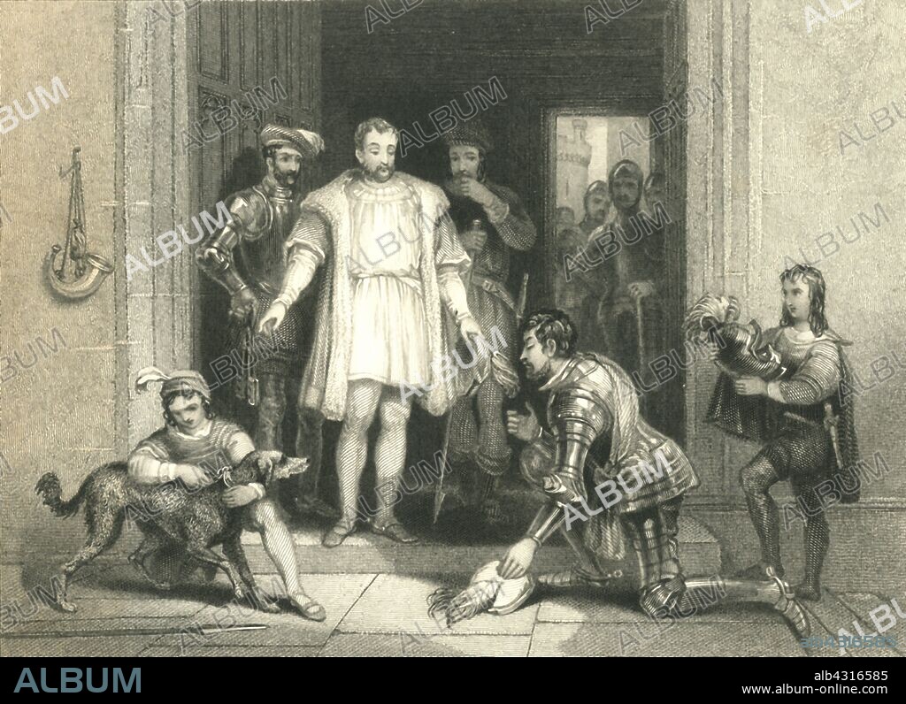 'Bolingbroke's False Homage to Richard II., at Flint Castle', 1836. Henry Bolingbroke kneels before King Richard II at Flint Castle in Wales. After being banished and disinherited by the King, Henry Bolingbroke (c1366-1413), Duke of Lancaster, returned to England with an army and usurped the throne while Richard (1367-1400) was in Ireland. On his return to England, Richard was captured at Flint in 1399, taken to the Tower of London and forced to abdicate. Bolingbroke then declared himself King Henry IV.