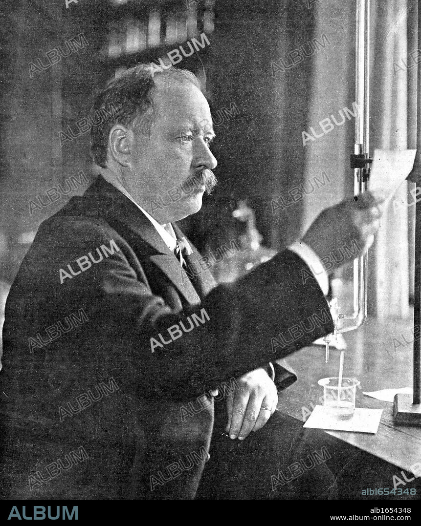 Svante August Arrhenius (1859-1927) Swedish physicist and chemist: Nobel prize for Chemistry 1902: Director of Nobel Institute 1905. Picture of Arrhenius in his laboratory published 1909.