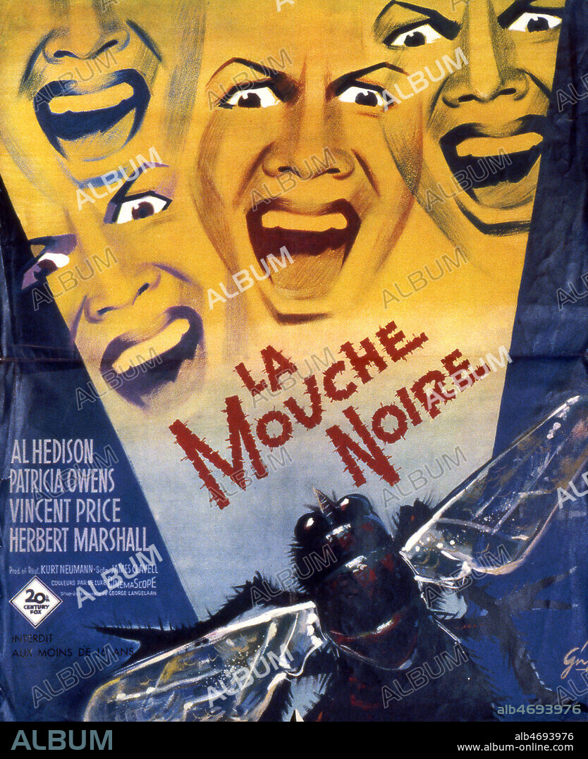 Affiche du film 'La mouche noire' realise en 1958 par Kurt NEUMANN (1908-1958) avec Vincent PRICE . Credit : Coll. Perron/KHARBINE-TAPABOR.