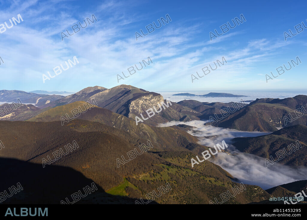 Mount Catria at sunrise, Apennines, Umbria, Italy, Europe.