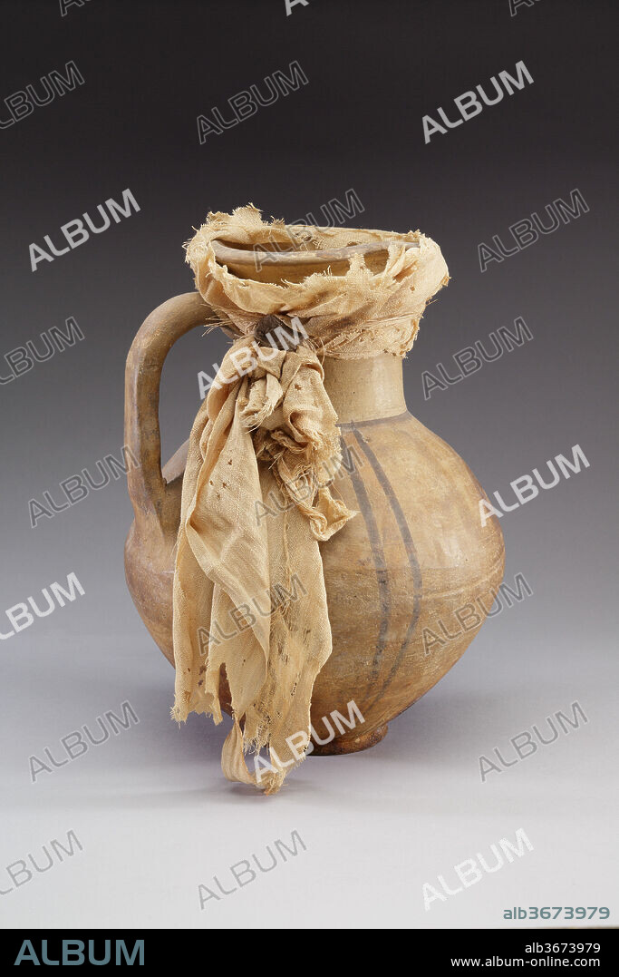 Painted Wide-Mouthed Jug. Dimensions: Jug: H. 26.8 cm (10 9/16 in.); Maximum diam. 19.9 cm (7 13/16 in.); Rim diam. 11.3 cm (4 8/16 in.). Dynasty: Dynasty 18. Reign: Joint reign of Hatshepsut and Thutmose III. Date: ca. 1479-1458 B.C..