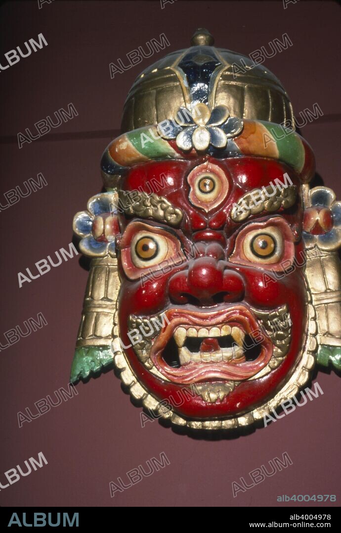 Mask of the War and Mountain God, Kangchendzonga, Sikkim, Himalaya.