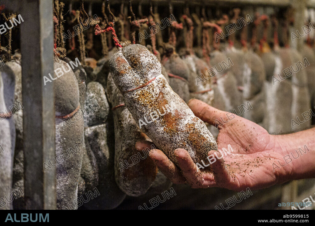sobrasada dryer, artisan sausages Cas Sereno, Inca, Mallorca, Balearic Islands, Spain.