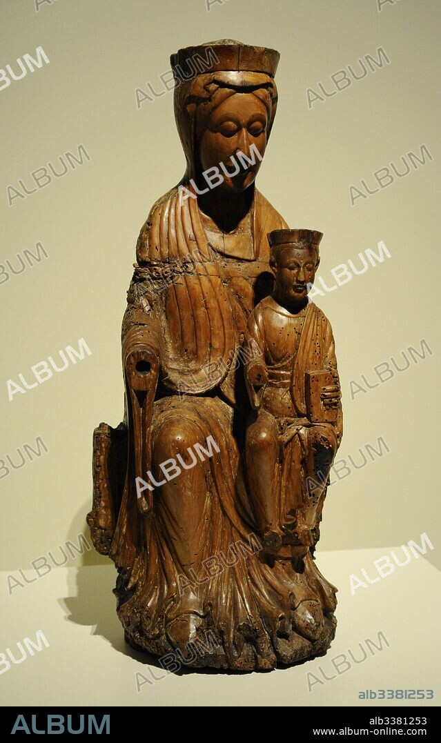 Virgin and Child. First half of 13th century. Wood sculpture with remains of polychromy. Anonymous. Probably from Castile. National Art Museum of Catalonia. Barcelona. Catalonia. Spain.