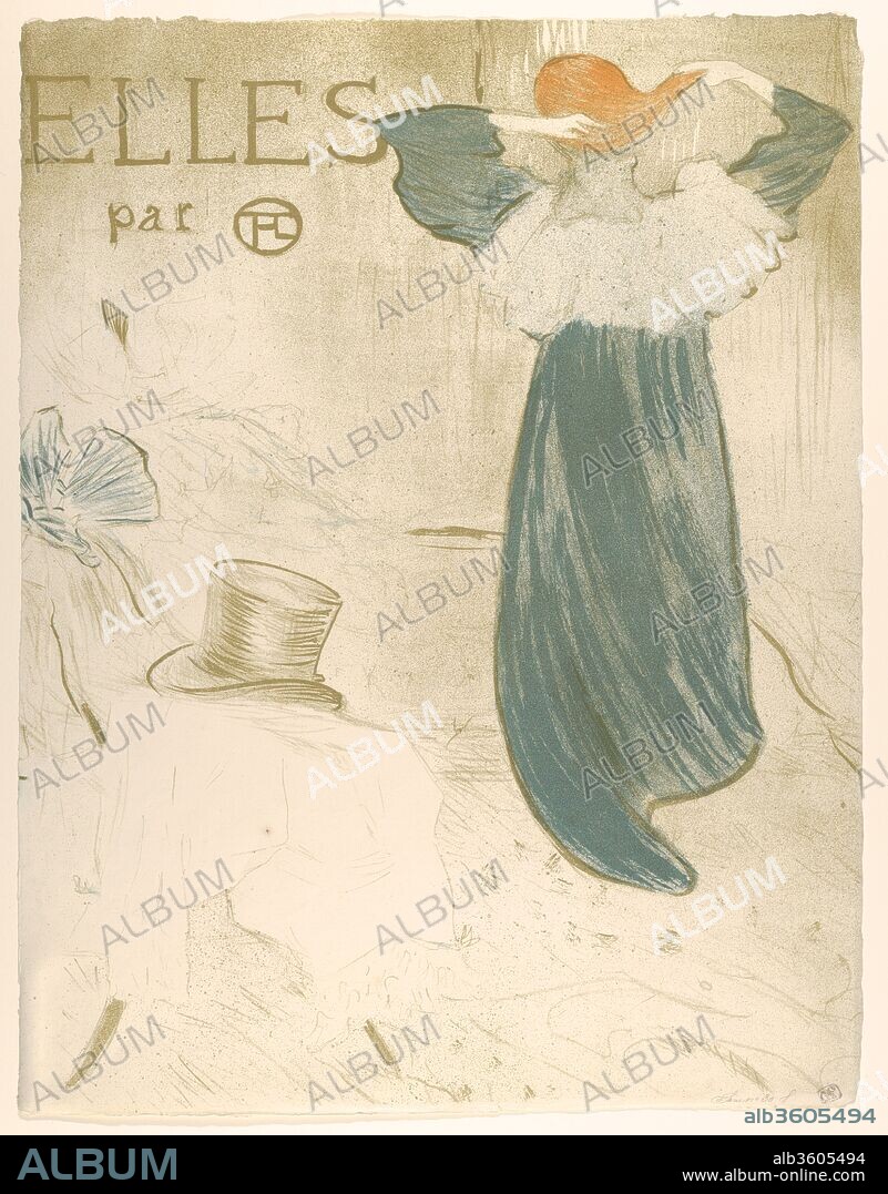 Elles (portfolio cover). Artist: Henri de Toulouse-Lautrec (French, Albi 1864-1901 Saint-André-du-Bois). Dimensions: Sheet: 20 11/16 × 15 7/8 in. (52.5 × 40.4 cm)
Image: 20 5/8 × 15 7/8 in. (52.4 × 40.4 cm). Publisher: Gustave Pellet (French, Paris 1859-1919 Paris). Series/Portfolio: Elles, 1896. Date: 1896.