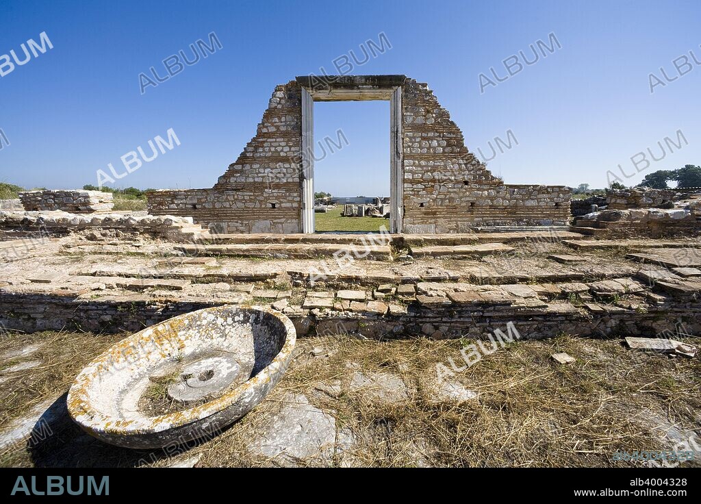 The Basilica of Alkyson, Nikopolis, Greece. Nikopolis (the 'City of Victory') was an ancient city of Epirus, founded in 31 BC by Octavian in memory of his victory over Antony and Cleopatra at Actium.
