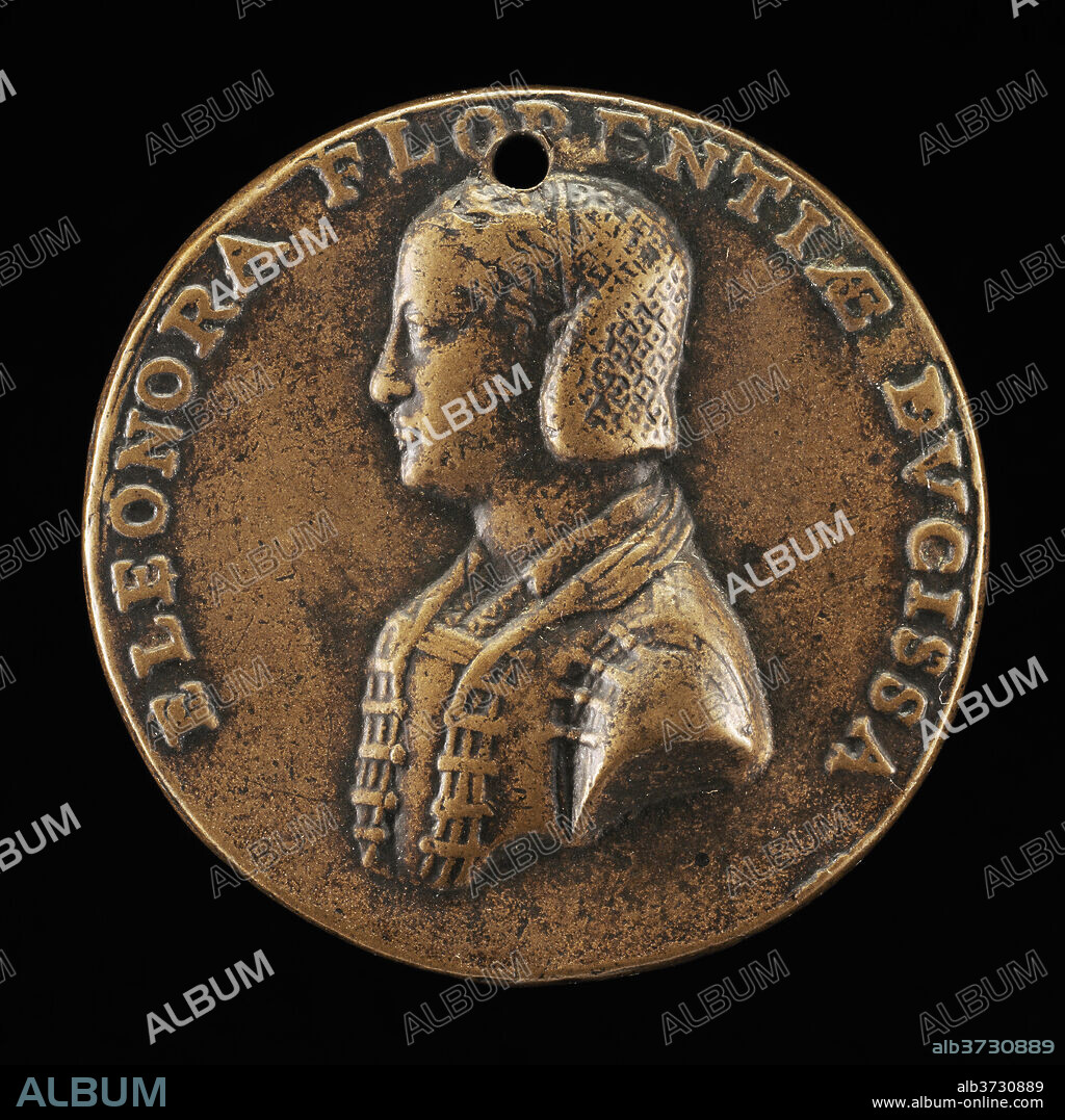 DOMENICO POGGINI. Eleonora de Toledo, died 1532, First Wife of Cosimo I de' Medici 1539 [obverse]. Dated: c. 1540. Dimensions: overall (diameter): 4.46 cm (1 3/4 in.)  gross weight: 35.67 gr (0.079 lb.)  axis: 6:00. Medium: bronze.