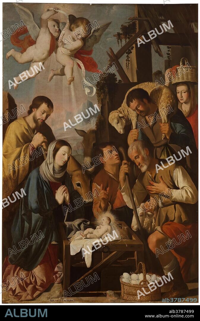 Mateo Gilarte / 'Adoración de los pastores'. 1651. Óleo sobre lienzo, 228 x 146 cm.