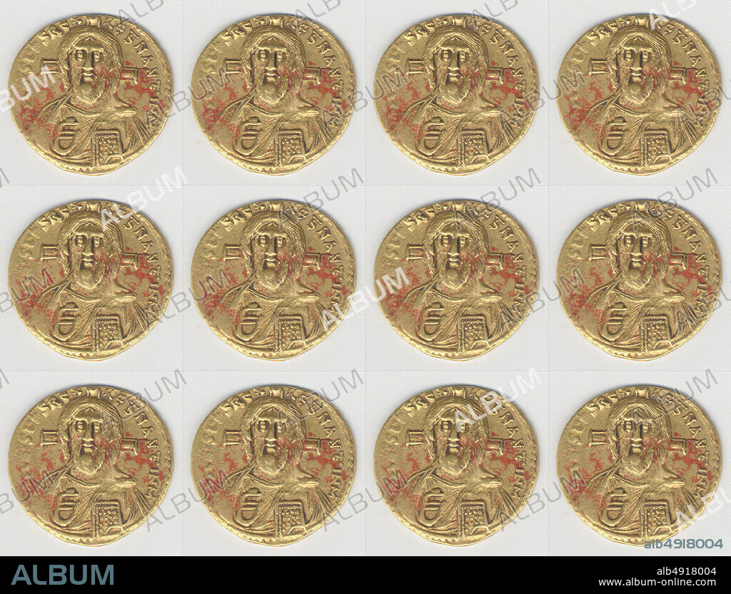 Solidus of Justinian II (685-95), Byzantine, 692695, Made in Constantinople, Byzantine, Gold, Overall: 13/16 x 1/16 in. (2 x 0.1 cm), Coins.