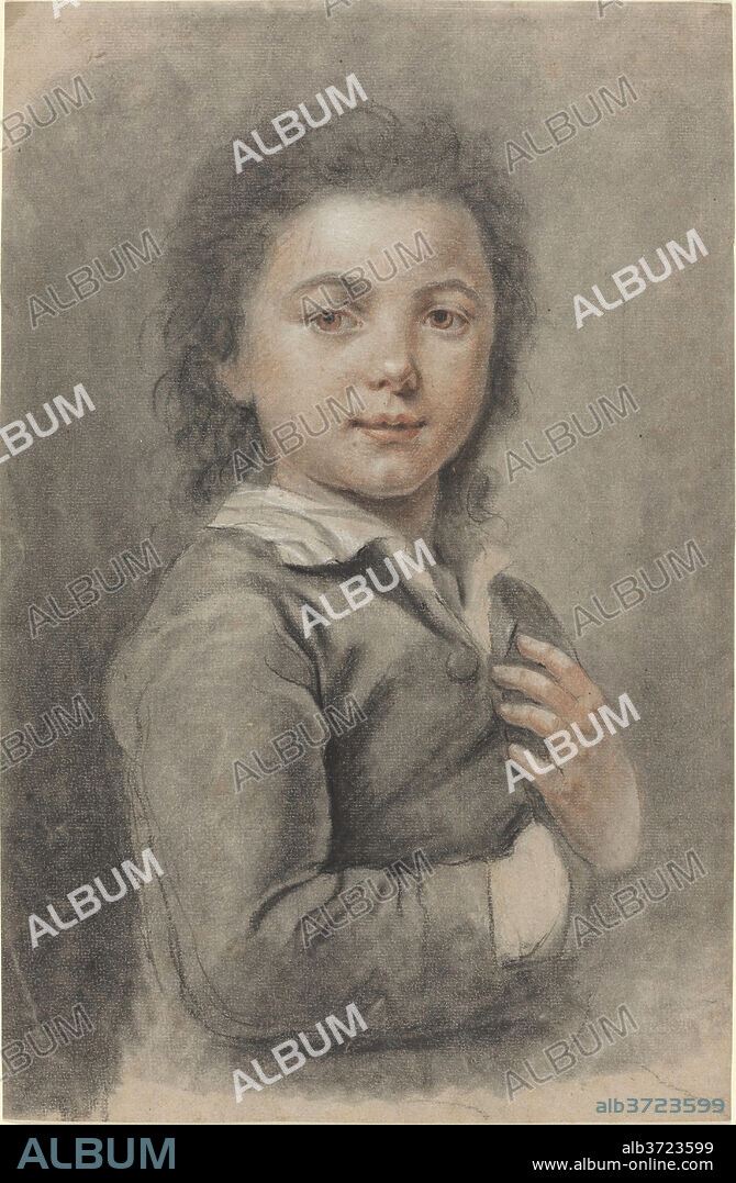 CATHERINE LUSURIER. Portrait of a Young Boy. Dimensions: overall (approximate): 41.9 x 27.3 cm (16 1/2 x 10 3/4 in.). Medium: red and black chalk on heavy brown laid paper.