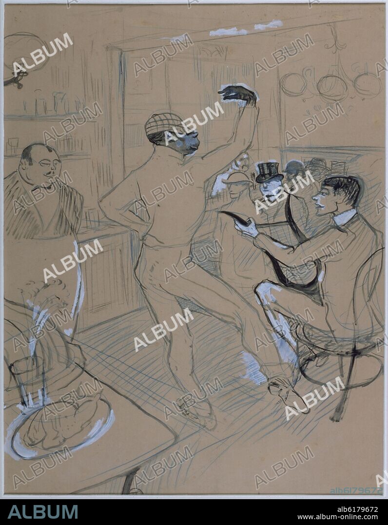 HENRI MARIE RAYMOND DE TOULOUSE-LAUTREC. Chocolat Dancing - 1896 - 77 x 61 cm - pen and ink and coloured pencil on paper.