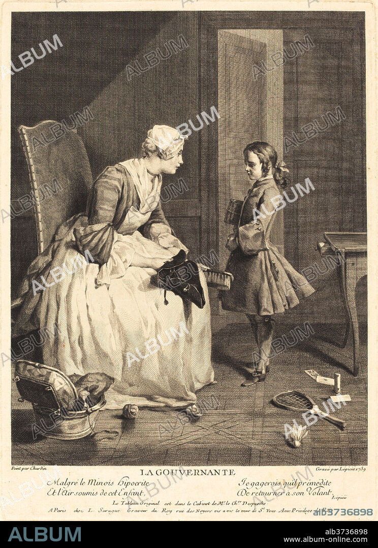 BERNARD LEPICIE AFTER JEAN SIMéON CHARDIN. La Gouvernante. Dated: 1739. Medium: engraving and etching.