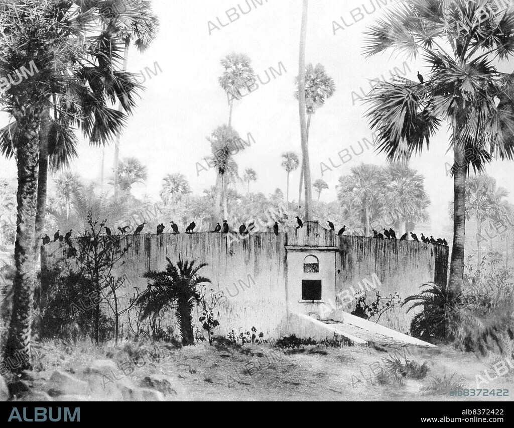 A Tower of Silence or Dakhma is a circular, raised structure used by Zoroastrians for exposure of the dead. There is no standard technical name for such a construction. The common <i>dakhma</i> or <i>dokhma</i> (from Middle Persian <i>dakhmag</i>) originally denoted any place for the dead. Similarly, in the medieval texts of Zoroastrian tradition, the word astodan appears, but today denotes an ossuary.<br/><br/>. In the Iranian provinces of Yazd and Kerman, the technical term is <i>deme</i> or <i>dema</i>. In India, the term <i>doongerwadi</i> came into use after a tower was constructed on a hill of that name. The word <i>dagdah</i> appears in the texts of both India and Iran but, in 20th century India, signified the lowest grade of temple fire (cf. Fire temple). The term 'Tower of Silence' is a neologism attributed to one Robert Murphy, who, in 1832, was a translator of the British colonial government in India.