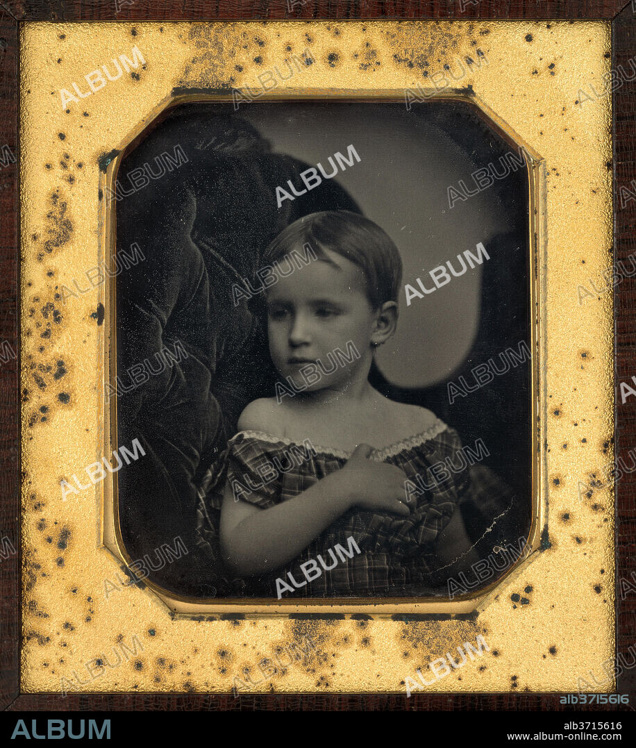 ALBERT SANDS SOUTHWORTH AND JOSIAH JOHNSON HAWES. Portrait of a Child. Dated: 1850s. Dimensions: image: 7.5 x 6.5 cm (2 15/16 x 2 9/16 in.)  mat: 9.7 x 8.7 cm (3 13/16 x 3 7/16 in.)  framed: 25.4 x 24.2 cm (10 x 9 1/2 in.). Medium: daguerreotype.