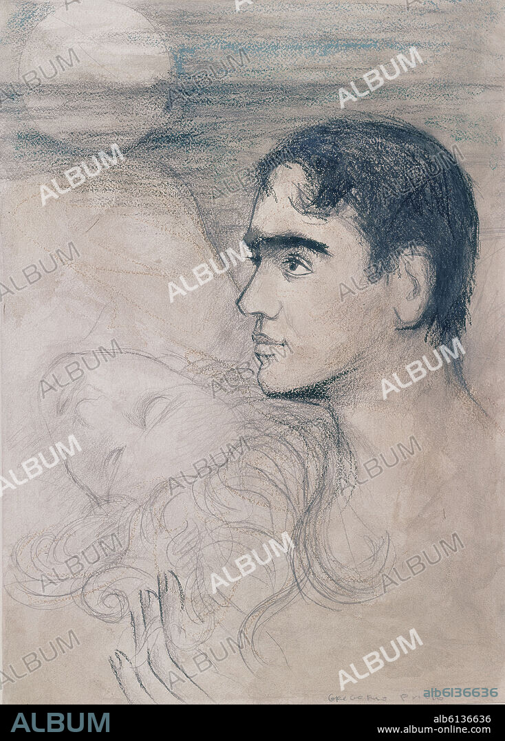 GREGORIO PRIETO. FEDERICO GARCIA LORCA EN OXFORD - DIBUJO - SIGLO XX.