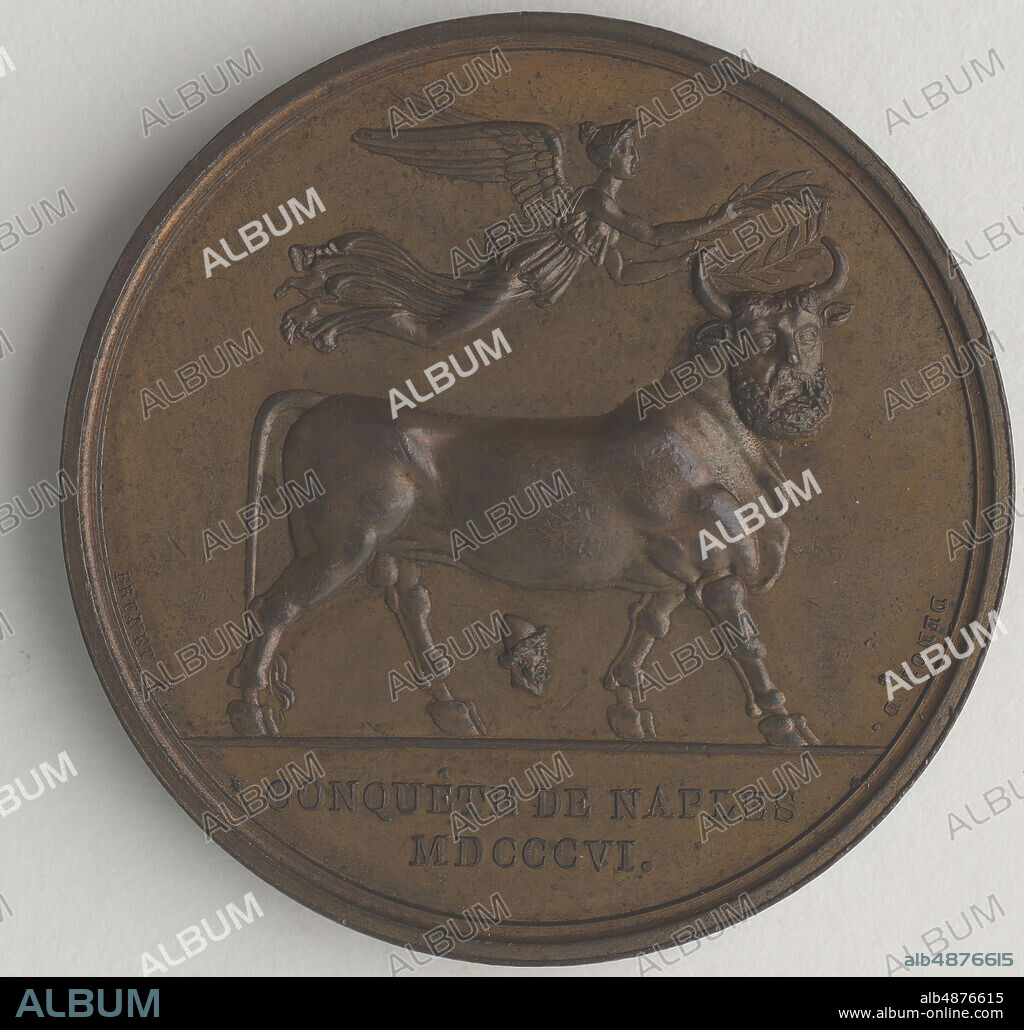 Nicolas Guy Brenet, Napoleon Bonaparte (1769-1821), 1806, bronze, 1 9/16 in. (4 cm.), This medal of Napoleon Bonaparte commemorates his conquest of Naples in 1806. The reverse image evokes the iconic coinage of ancient Neapolis and complements the neoclassical depiction of Napoleon on the obverse. Napoleon took particular interest in medallic depictions of himself, and even had couriers hand deliver designs of medals from the Paris Mint during his many military campaigns to comment on and approve designs in advance.