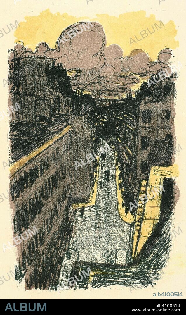 PIERRE BONNARD. Street Seen from Above (Rue vue d'en haut). Dimensions: 53.1 cm x 40.5 cm, 36.4 cm x 22.3 cm.