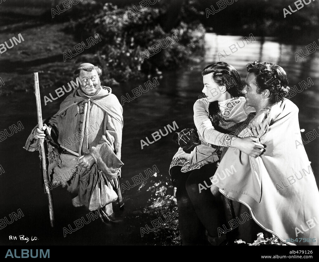 JAMES HAYTER, JOAN RICE and RICHARD TODD in THE STORY OF ROBIN HOOD AND HIS MERRIE MEN, 1952, directed by KEN ANNAKIN. Copyright WALT DISNEY PRODUCTIONS.