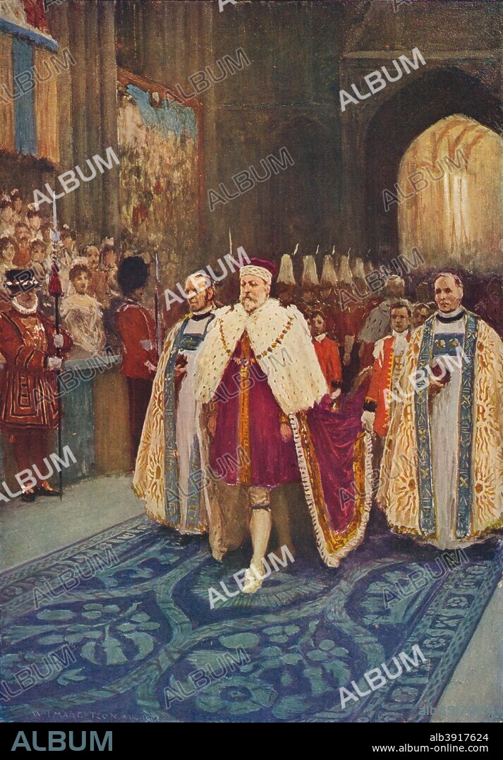 The Coronation of King Edward VII and Queen Alexandra, 1902 (1906). The King's procession entering Westminster Abbey. From Cassell's History of England, Vol. IX, [Cassell and Company, Limited, London, Paris, New York & Melbourne, 1906].