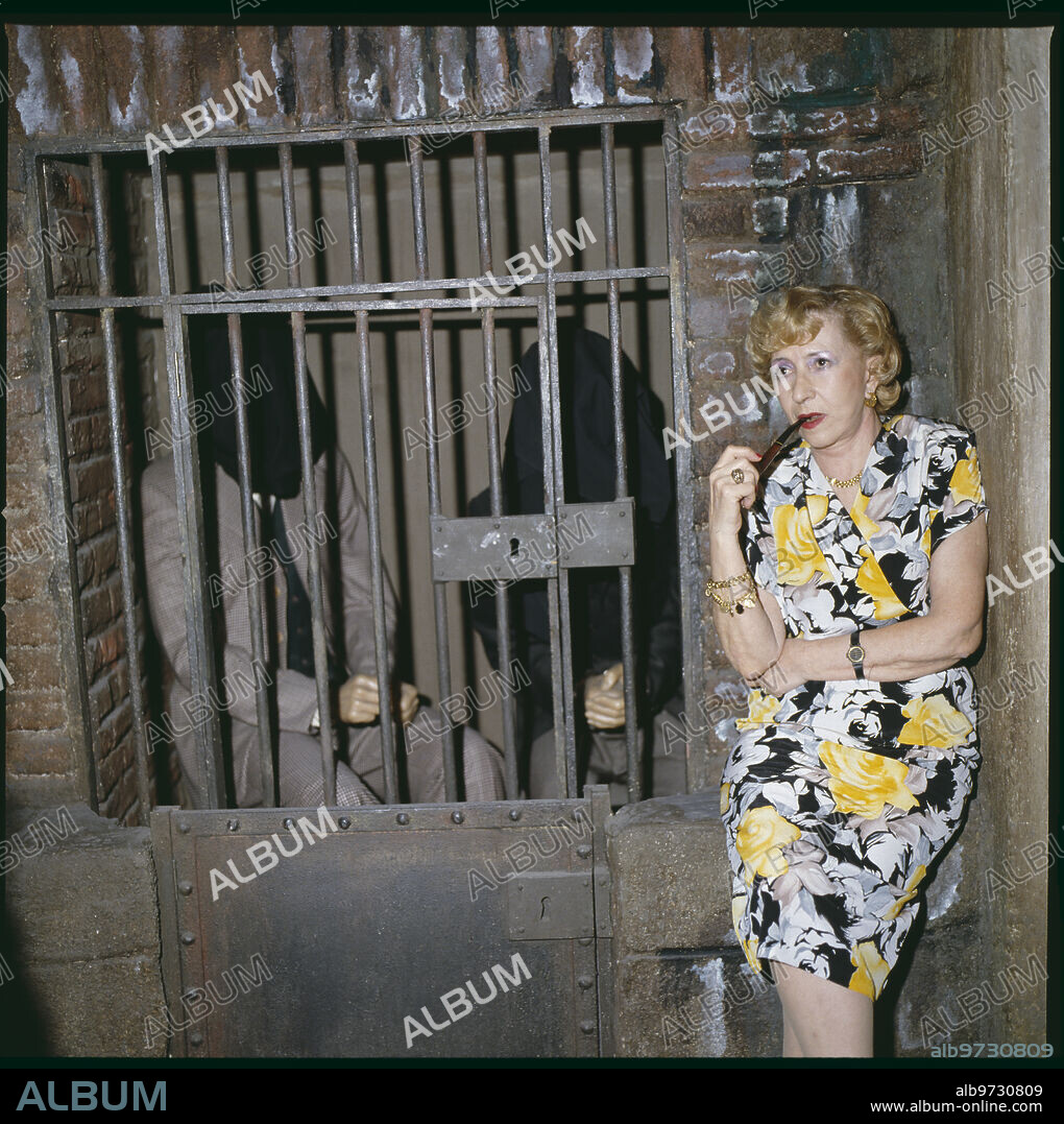 Madrid, November 1988. Margarita Landi photographed in the Madrid Wax Museum, in the crime rooms.