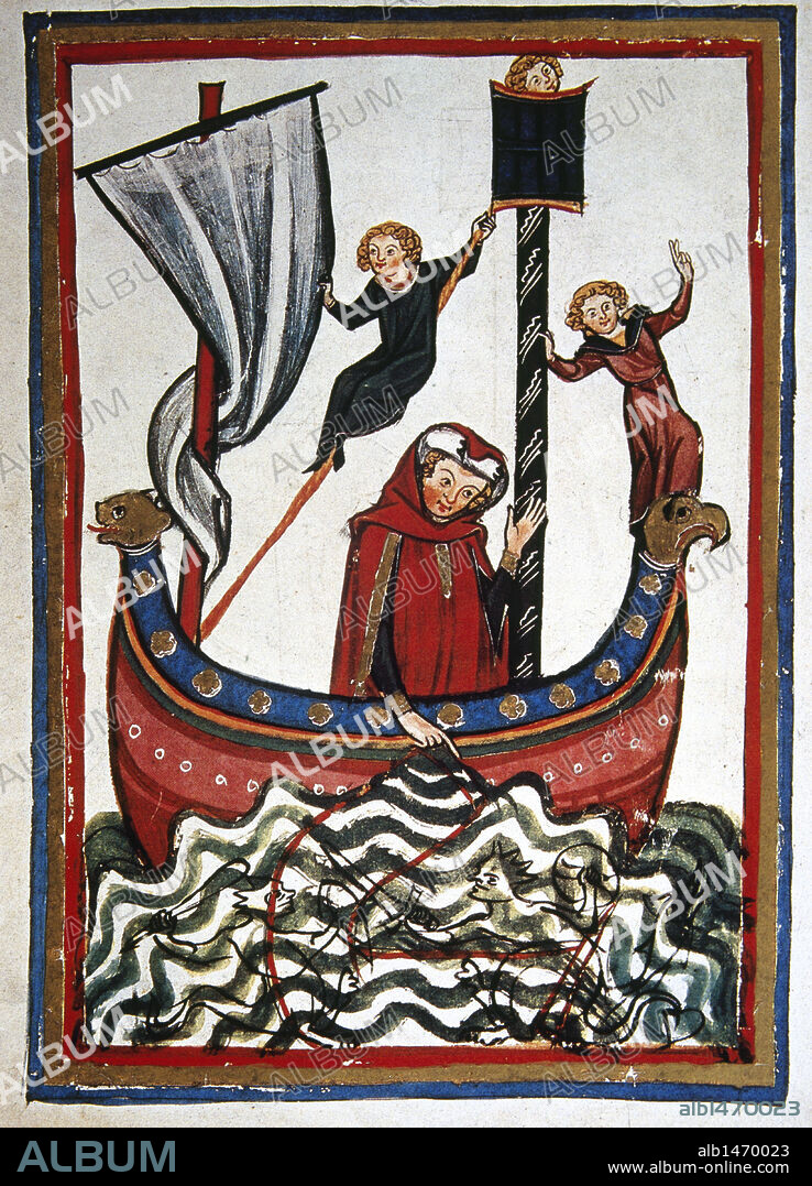 TERCERA CRUZADA (S. XII) originada por la caída de Jerusalén en manos de Saladino (1187). "FRIEDRICH VON HAUSSEN, POETA Y CRUZADO DE FEDERICO BARBARROJA, EMPRENDE VIAJE HACIA LA TERCERA CRUZADA EN LA QUE PERDERA LA VIDA (m.1190) ". Miniatura del CODICE MANESSE (h.1300), realizado por Rudiger Manesse y su hijo Johannes. Fol.116v. Biblioteca Universitaria. Heidelberg. Alemania.