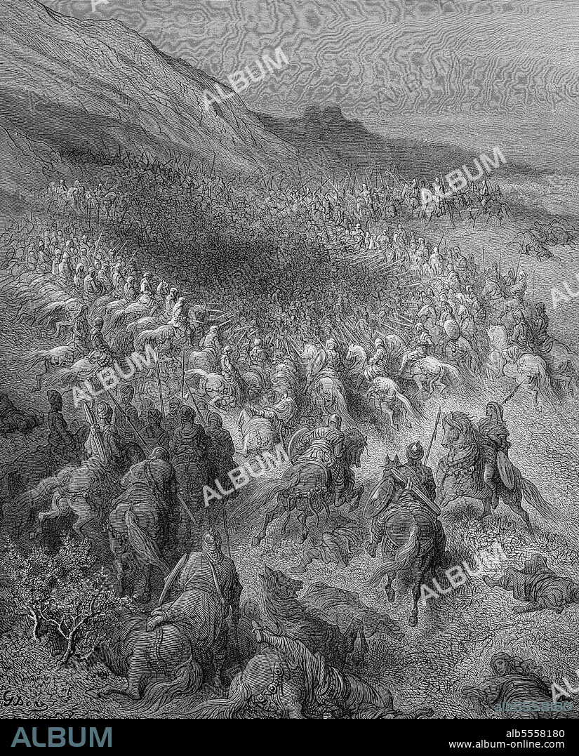 The Siege of Acre (28 August 1189 to 12 July 1191) was the most important event of the Third Crusade in the Holy Land, Historical, digital reproduction of a 19th century original
