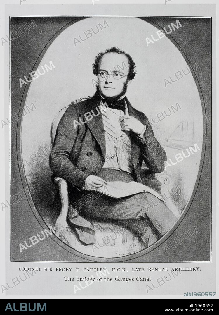 Photographic portrait of Colonel Sir Proby Thomas Cautley. The engineer and builder of the Ganges Canal. . Portraits of Indian Army Officers. 1860s. India. Source: Photo 734/(12).