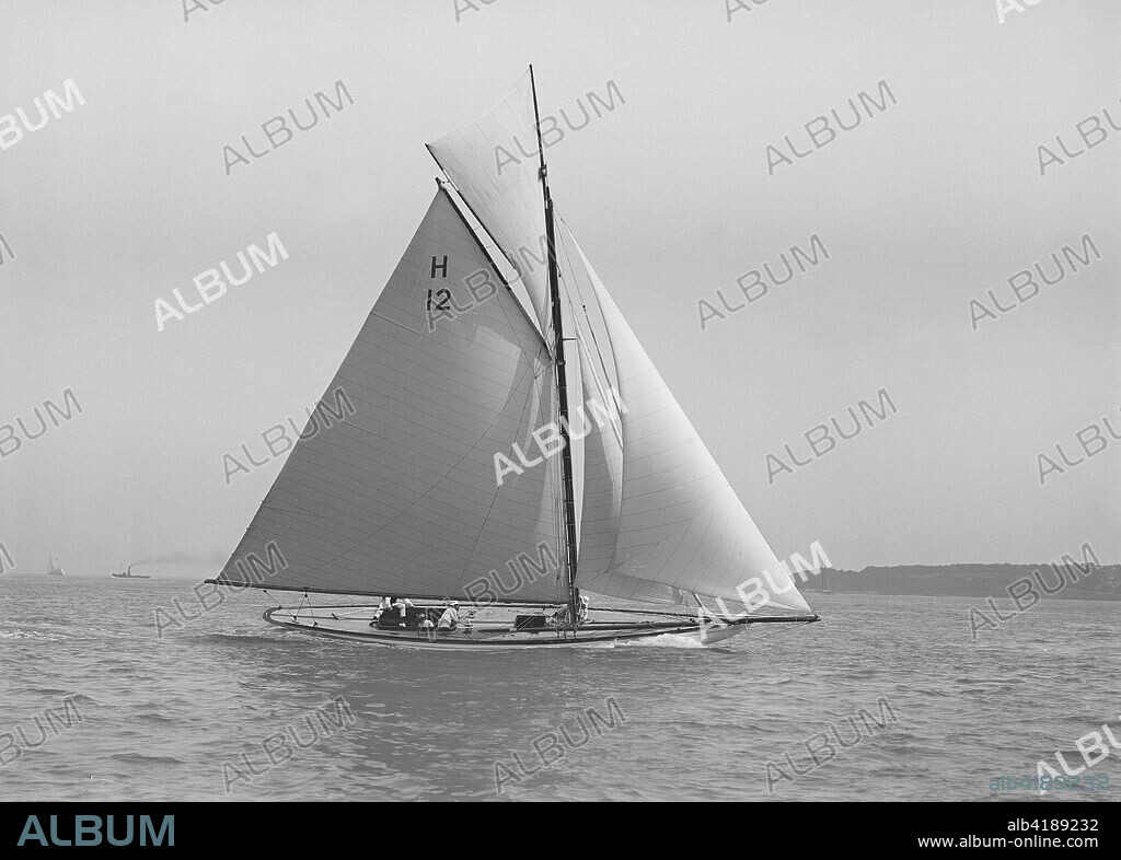 The 8 Metre yacht 'The Truant' sailing close-hauled, July 1912. 'The Truant' was built by William Fife in 1910 and was first owned by Sir Ralph Gore.