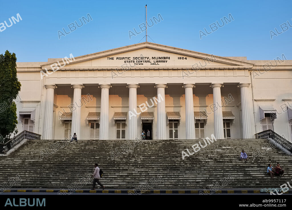 India: The Asiatic Society of Mumbai and State Central Library, Fort area, Mumbai, in British colonial times the Bombay Town Hall. Construction of the building began in 1811. The neoclassical style was designed by Colonel Thomas Cowper.