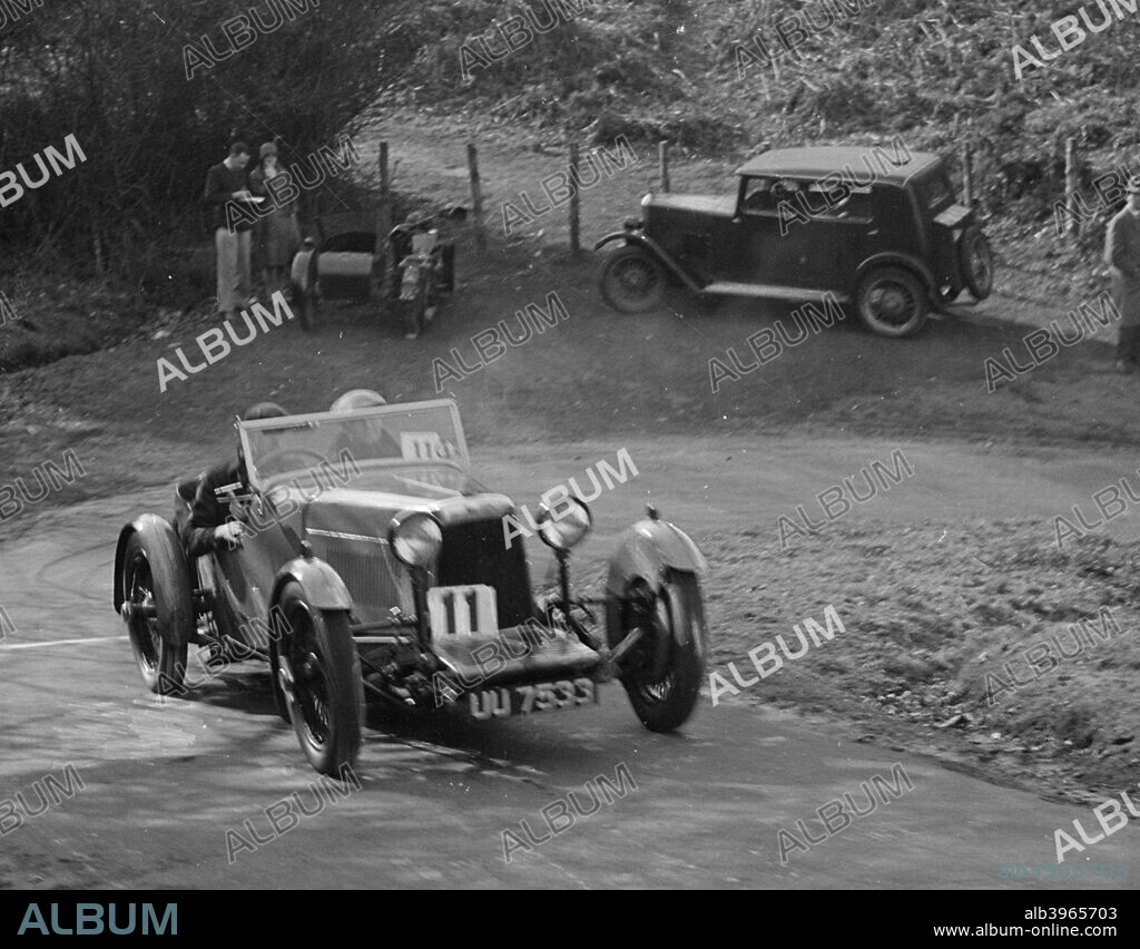 Aston Martin Open sports. 1929 1496 cc. Vehicle Reg. No.  UU7533.  Event Entry No: 11. Place: J.C.C. Half-day Trial. Date: 8.3.30.