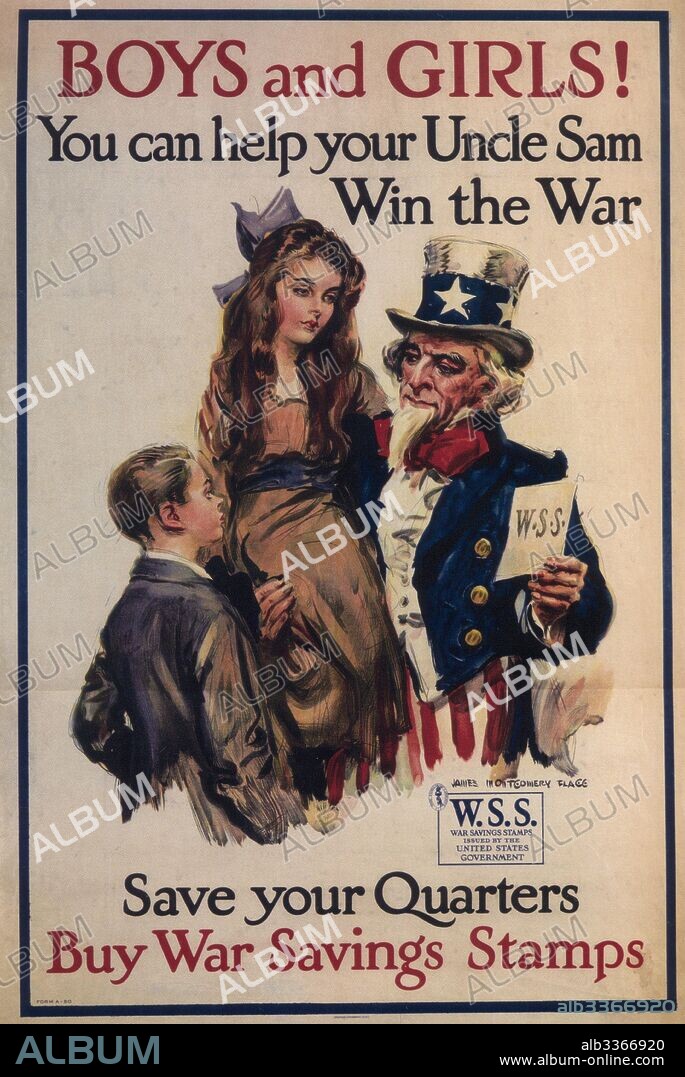 JAMES MONTGOMERY FLAGG. Boys and girls! You can help your Uncle Sam win the war.