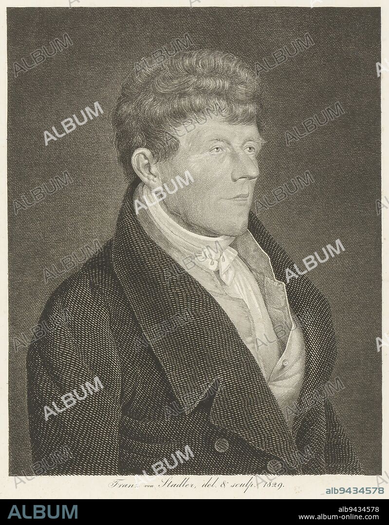 Portrait of Friedrich Wilhelm von Hoven, Franz von Stadler, 1829, print maker: Franz von Stadler, (mentioned on object), Franz von Stadler, (mentioned on object), Germany, 1829, paper, etching, h 341 mm - w 263 mm.